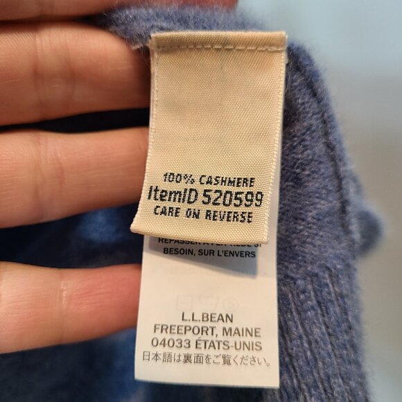 LL Bean Cashmere Cardigan Button Front Soft Luxury Sz Large Blue Heritage Preppy - Picture 3 of 6